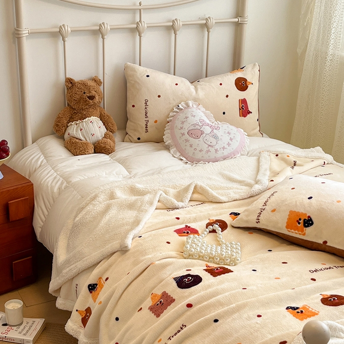 91家纺网 家纺一手货源 找家纺 红嘴企鹅 2026新款A类ins风卡通可爱加厚牛奶绒羊羔绒毛毯毯子办公室沙发儿童空调盖毯午休毯 点心