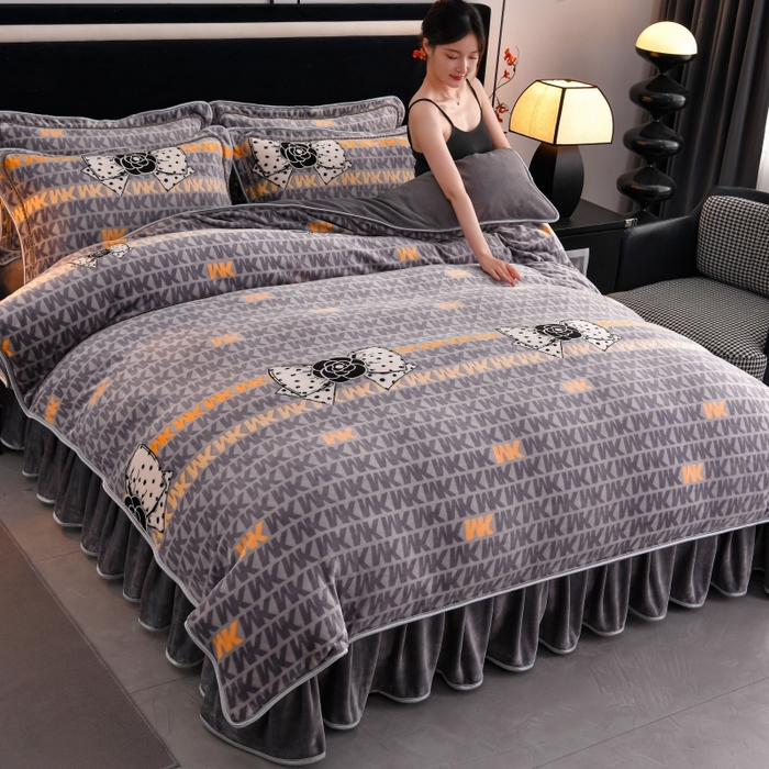 91家纺网 家纺一手货源 找家纺 诺梵家纺 2025新款8斤加厚保暖金貂绒牛奶绒印花四件套 甜昔