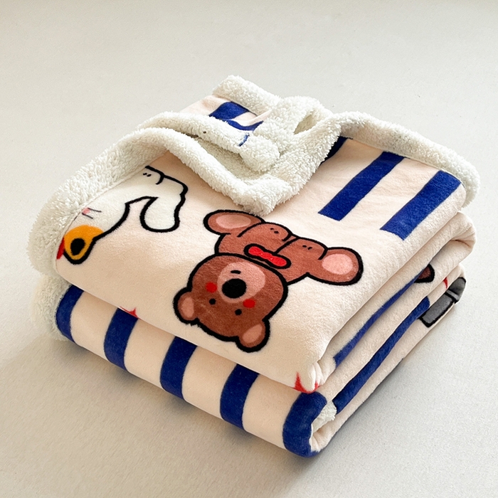 91家纺网 家纺一手货源 找家纺 红嘴企鹅 2025新款A类ins风卡通可爱加厚牛奶绒羊羔绒毛毯毯子办公室沙发儿童空调盖毯午休毯 动物乐园