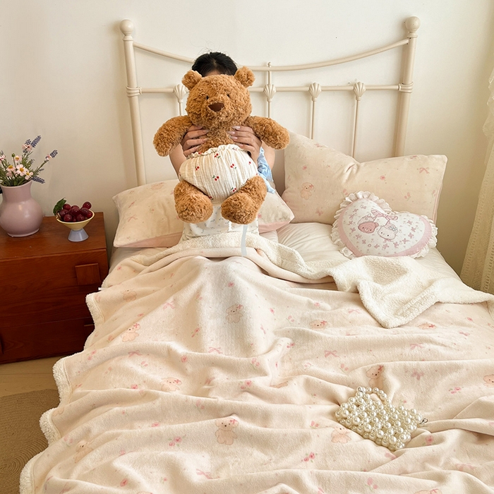 红嘴企鹅 2025新款A类ins风卡通可爱加厚牛奶绒羊羔绒毛毯毯子办公室沙发儿童空调盖毯午休毯 可爱比熊