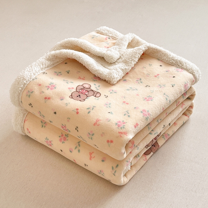 91家纺网 家纺一手货源 找家纺 红嘴企鹅 2025新款A类ins风卡通可爱加厚牛奶绒羊羔绒毛毯毯子办公室沙发儿童空调盖毯午休毯 萌萌熊