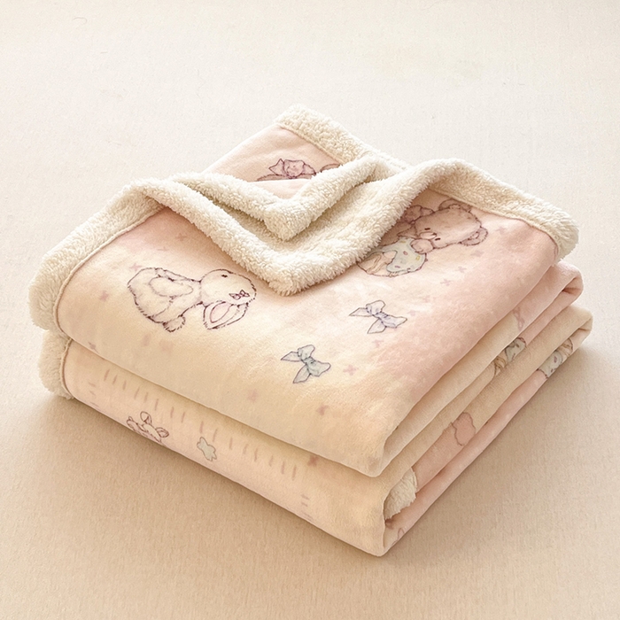 91家纺网 家纺一手货源 找家纺 红嘴企鹅 2025新款A类ins风卡通可爱加厚牛奶绒羊羔绒毛毯毯子办公室沙发儿童空调盖毯午休毯 梦幻小熊