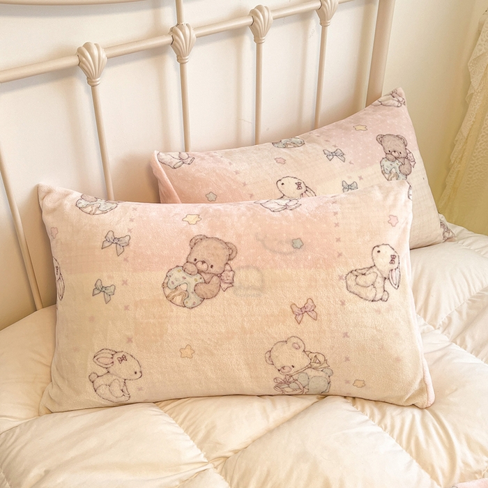 91家纺网 家纺一手货源 找家纺 红嘴企鹅 2025新款A类ins风卡通可爱加厚牛奶绒羊羔绒毛毯毯子办公室沙发儿童空调盖毯午休毯 梦幻小熊