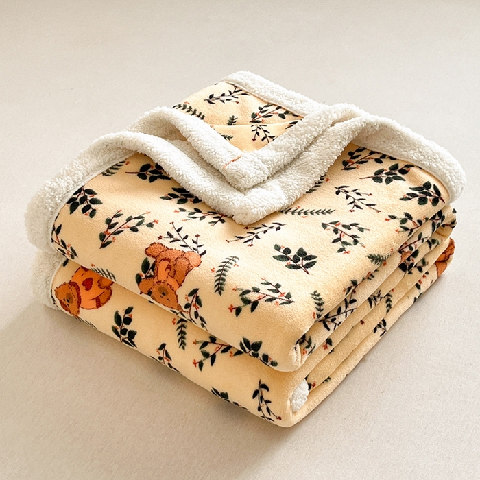 91家纺网 家纺一手货源 找家纺 红嘴企鹅 2025新款A类ins风卡通可爱加厚牛奶绒羊羔绒毛毯毯子办公室沙发儿童空调盖毯午休毯 摩咖熊