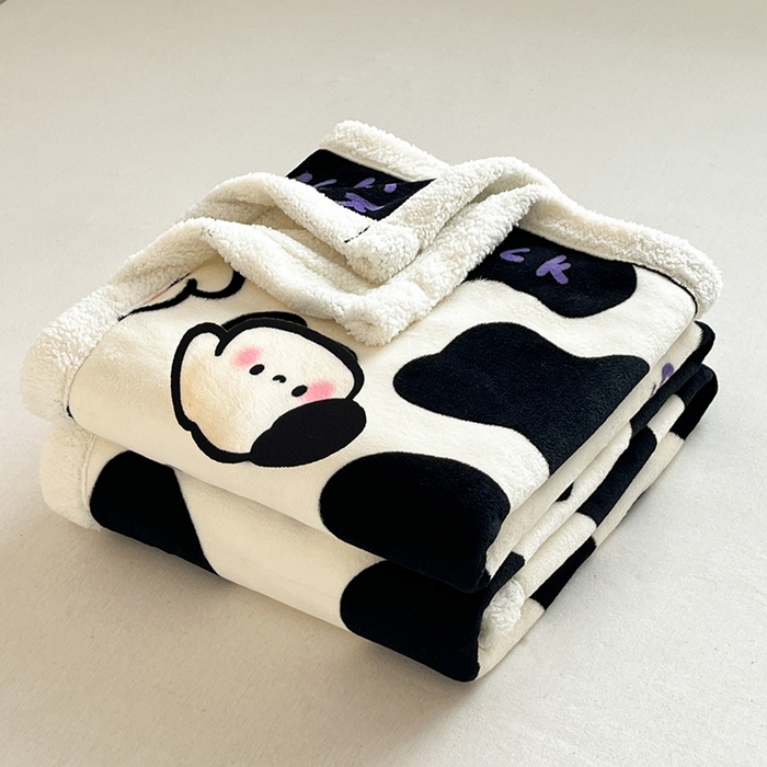 91家纺网 家纺一手货源 找家纺 红嘴企鹅 2025新款A类ins风卡通可爱加厚牛奶绒羊羔绒毛毯毯子办公室沙发儿童空调盖毯午休毯 奶油狗
