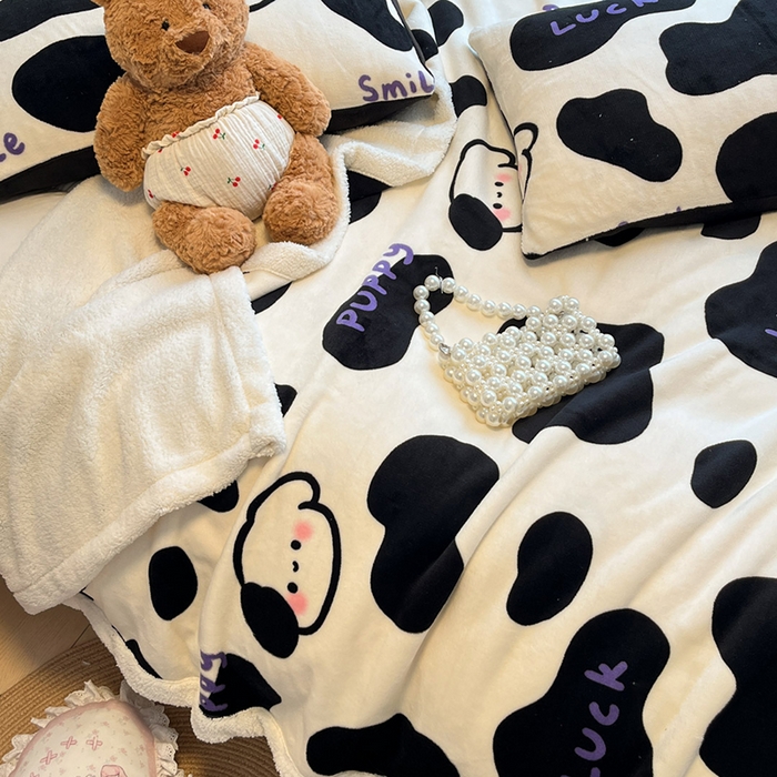 91家纺网 家纺一手货源 找家纺 红嘴企鹅 2025新款A类ins风卡通可爱加厚牛奶绒羊羔绒毛毯毯子办公室沙发儿童空调盖毯午休毯 奶油狗