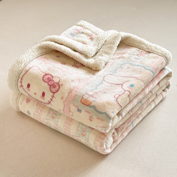 91家纺网 家纺一手货源 找家纺 红嘴企鹅 2025新款A类ins风卡通可爱加厚牛奶绒羊羔绒毛毯毯子办公室沙发儿童空调盖毯午休毯 少女猫咪