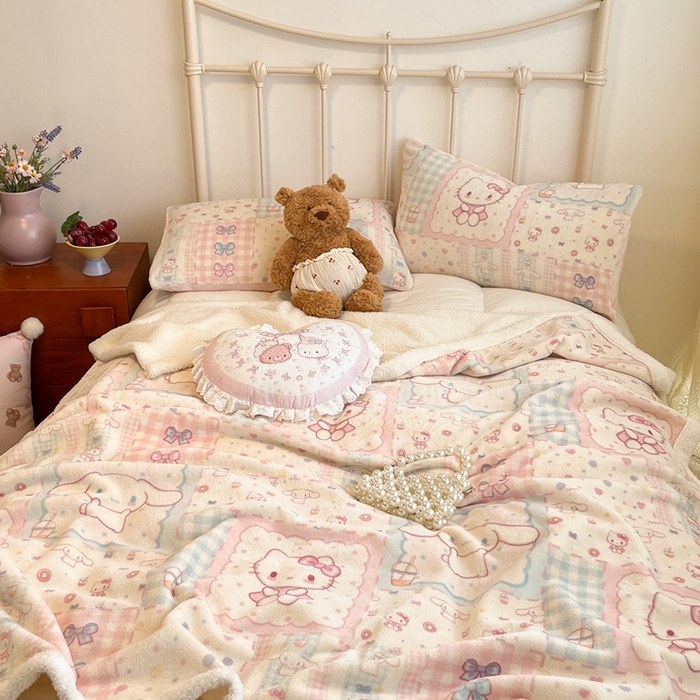 91家纺网 家纺一手货源 找家纺 红嘴企鹅 2025新款A类ins风卡通可爱加厚牛奶绒羊羔绒毛毯毯子办公室沙发儿童空调盖毯午休毯 少女猫咪