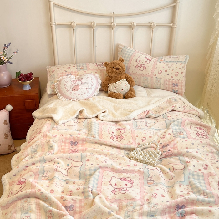 91家纺网 家纺一手货源 找家纺 红嘴企鹅 2025新款A类ins风卡通可爱加厚牛奶绒羊羔绒毛毯毯子办公室沙发儿童空调盖毯午休毯 少女猫咪