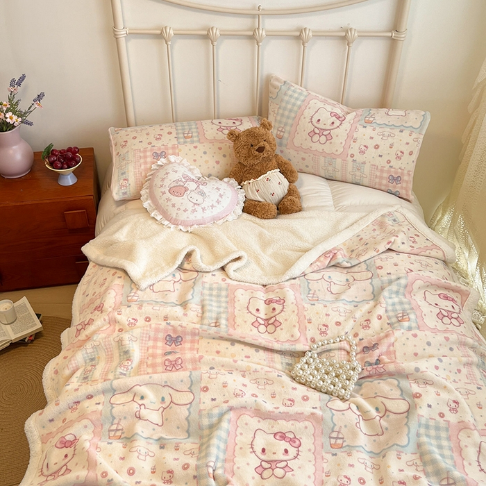 91家纺网 家纺一手货源 找家纺 红嘴企鹅 2025新款A类ins风卡通可爱加厚牛奶绒羊羔绒毛毯毯子办公室沙发儿童空调盖毯午休毯 少女猫咪