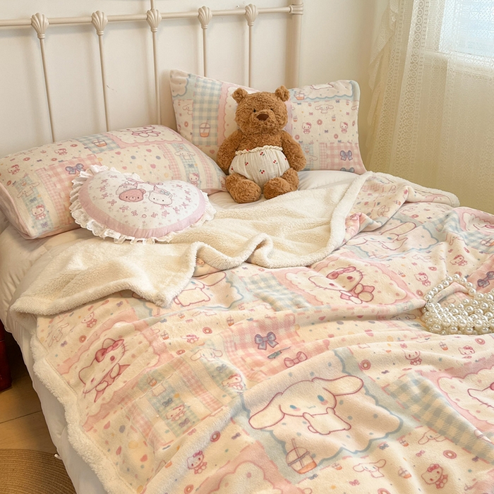 91家纺网 家纺一手货源 找家纺 红嘴企鹅 2025新款A类ins风卡通可爱加厚牛奶绒羊羔绒毛毯毯子办公室沙发儿童空调盖毯午休毯 少女猫咪