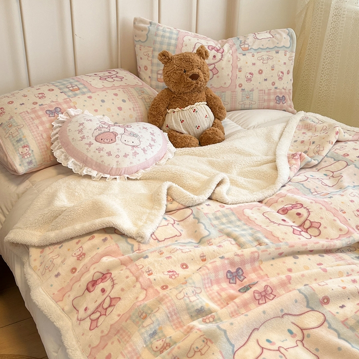 91家纺网 家纺一手货源 找家纺 红嘴企鹅 2025新款A类ins风卡通可爱加厚牛奶绒羊羔绒毛毯毯子办公室沙发儿童空调盖毯午休毯 少女猫咪