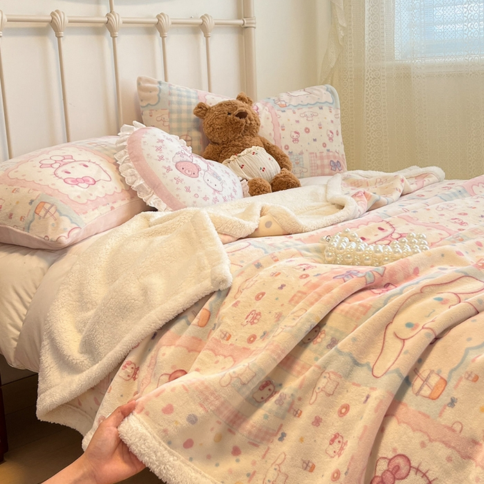 91家纺网 家纺一手货源 找家纺 红嘴企鹅 2025新款A类ins风卡通可爱加厚牛奶绒羊羔绒毛毯毯子办公室沙发儿童空调盖毯午休毯 少女猫咪