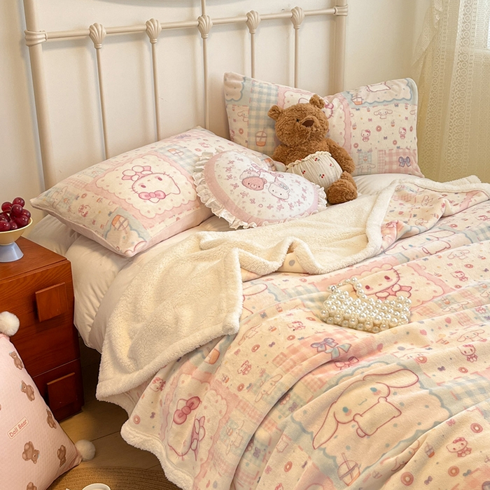 91家纺网 家纺一手货源 找家纺 红嘴企鹅 2025新款A类ins风卡通可爱加厚牛奶绒羊羔绒毛毯毯子办公室沙发儿童空调盖毯午休毯 少女猫咪