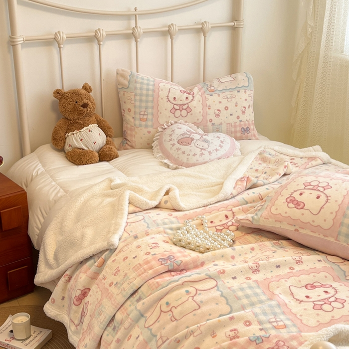 91家纺网 家纺一手货源 找家纺 红嘴企鹅 2025新款A类ins风卡通可爱加厚牛奶绒羊羔绒毛毯毯子办公室沙发儿童空调盖毯午休毯 少女猫咪