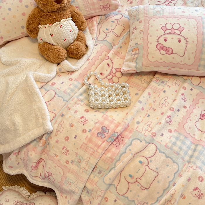 91家纺网 家纺一手货源 找家纺 红嘴企鹅 2025新款A类ins风卡通可爱加厚牛奶绒羊羔绒毛毯毯子办公室沙发儿童空调盖毯午休毯 少女猫咪