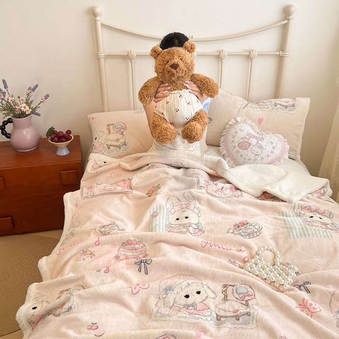 红嘴企鹅 2025新款A类ins风卡通可爱加厚牛奶绒羊羔绒毛毯毯子办公室沙发儿童空调盖毯午休毯 生日Party