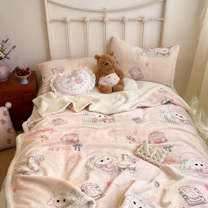 91家纺网 家纺一手货源 找家纺 红嘴企鹅 2025新款A类ins风卡通可爱加厚牛奶绒羊羔绒毛毯毯子办公室沙发儿童空调盖毯午休毯 生日Party