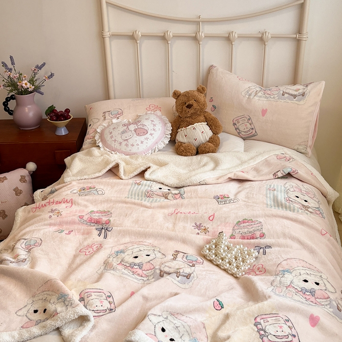 91家纺网 家纺一手货源 找家纺 红嘴企鹅 2025新款A类ins风卡通可爱加厚牛奶绒羊羔绒毛毯毯子办公室沙发儿童空调盖毯午休毯 生日Party