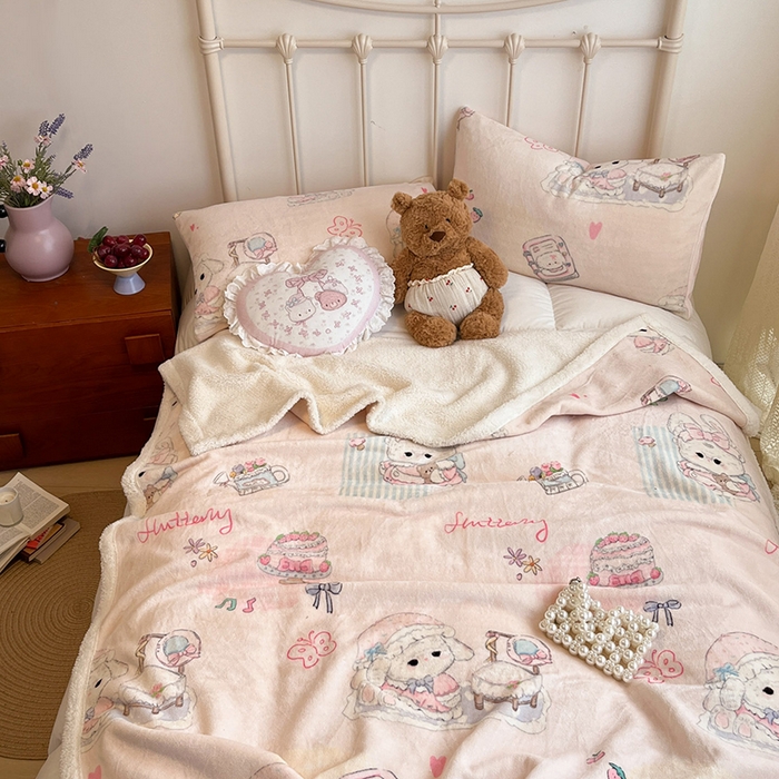 91家纺网 家纺一手货源 找家纺 红嘴企鹅 2025新款A类ins风卡通可爱加厚牛奶绒羊羔绒毛毯毯子办公室沙发儿童空调盖毯午休毯 生日Party