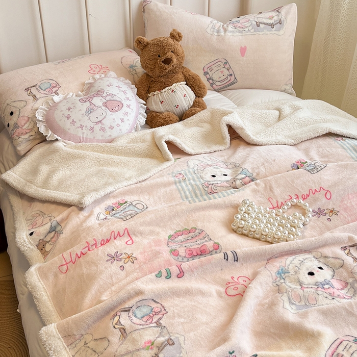 91家纺网 家纺一手货源 找家纺 红嘴企鹅 2025新款A类ins风卡通可爱加厚牛奶绒羊羔绒毛毯毯子办公室沙发儿童空调盖毯午休毯 生日Party