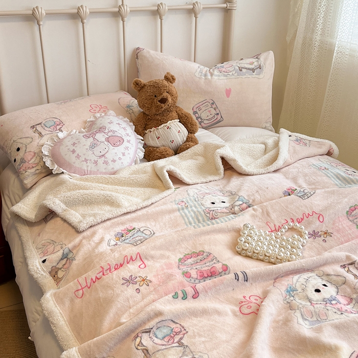 91家纺网 家纺一手货源 找家纺 红嘴企鹅 2025新款A类ins风卡通可爱加厚牛奶绒羊羔绒毛毯毯子办公室沙发儿童空调盖毯午休毯 生日Party