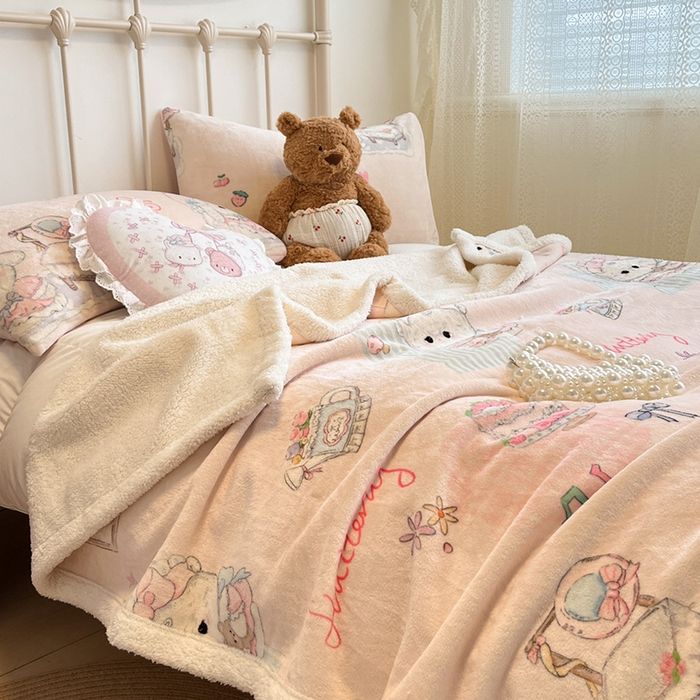 91家纺网 家纺一手货源 找家纺 红嘴企鹅 2025新款A类ins风卡通可爱加厚牛奶绒羊羔绒毛毯毯子办公室沙发儿童空调盖毯午休毯 生日Party