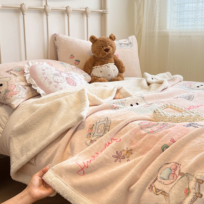 91家纺网 家纺一手货源 找家纺 红嘴企鹅 2025新款A类ins风卡通可爱加厚牛奶绒羊羔绒毛毯毯子办公室沙发儿童空调盖毯午休毯 生日Party