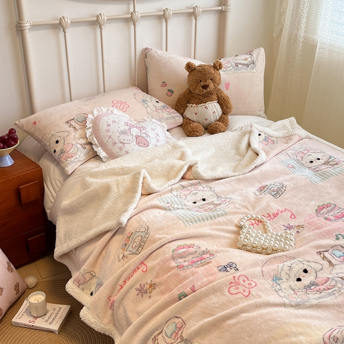 91家纺网 家纺一手货源 找家纺 红嘴企鹅 2025新款A类ins风卡通可爱加厚牛奶绒羊羔绒毛毯毯子办公室沙发儿童空调盖毯午休毯 生日Party