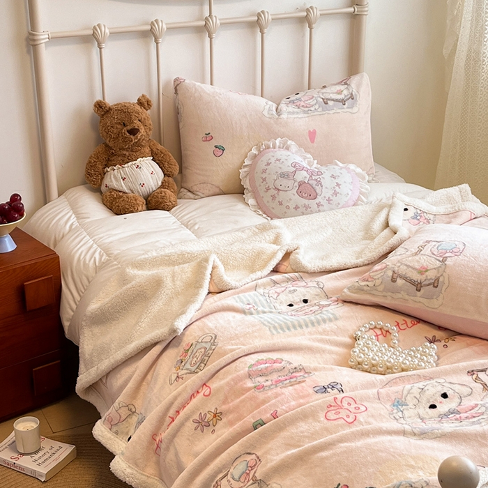 91家纺网 家纺一手货源 找家纺 红嘴企鹅 2025新款A类ins风卡通可爱加厚牛奶绒羊羔绒毛毯毯子办公室沙发儿童空调盖毯午休毯 生日Party