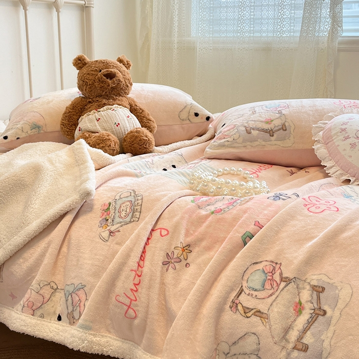 91家纺网 家纺一手货源 找家纺 红嘴企鹅 2025新款A类ins风卡通可爱加厚牛奶绒羊羔绒毛毯毯子办公室沙发儿童空调盖毯午休毯 生日Party