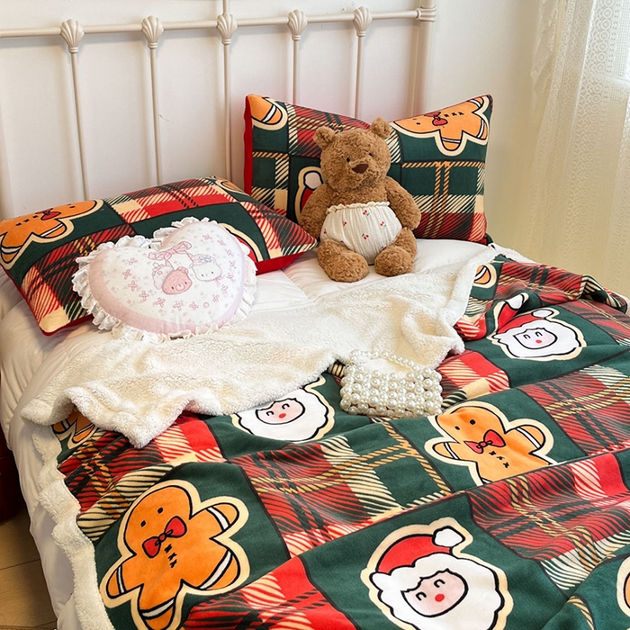 91家纺网 家纺一手货源 找家纺 红嘴企鹅 2025新款A类ins风卡通可爱加厚牛奶绒羊羔绒毛毯毯子办公室沙发儿童空调盖毯午休毯 圣诞老人