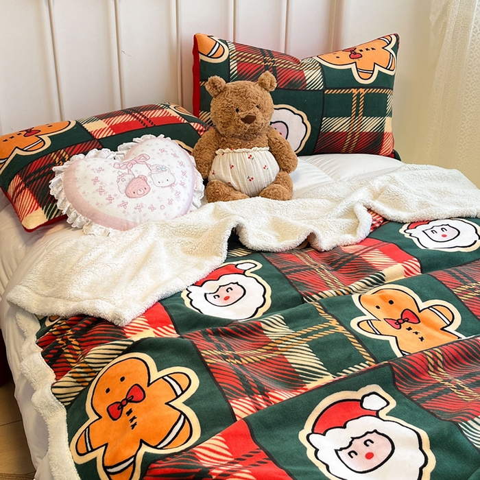 91家纺网 家纺一手货源 找家纺 红嘴企鹅 2025新款A类ins风卡通可爱加厚牛奶绒羊羔绒毛毯毯子办公室沙发儿童空调盖毯午休毯 圣诞老人