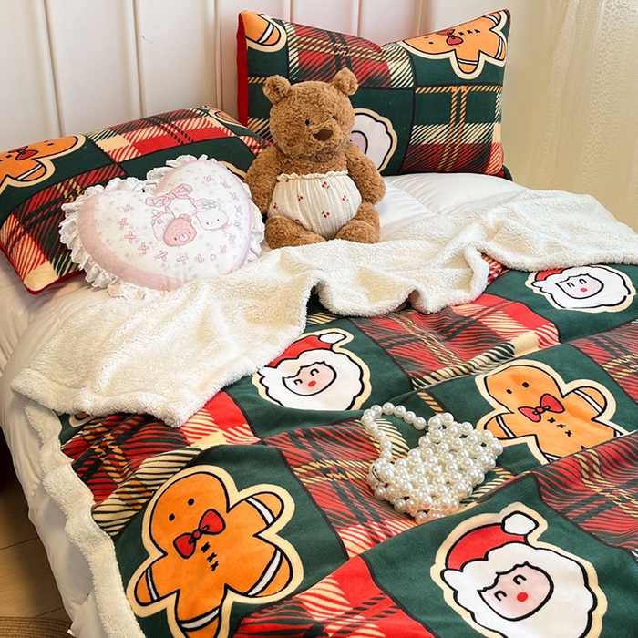 91家纺网 家纺一手货源 找家纺 红嘴企鹅 2025新款A类ins风卡通可爱加厚牛奶绒羊羔绒毛毯毯子办公室沙发儿童空调盖毯午休毯 圣诞老人