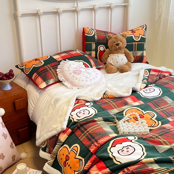 91家纺网 家纺一手货源 找家纺 红嘴企鹅 2025新款A类ins风卡通可爱加厚牛奶绒羊羔绒毛毯毯子办公室沙发儿童空调盖毯午休毯 圣诞老人