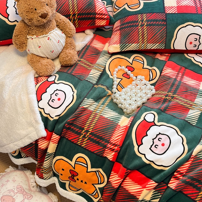 91家纺网 家纺一手货源 找家纺 红嘴企鹅 2025新款A类ins风卡通可爱加厚牛奶绒羊羔绒毛毯毯子办公室沙发儿童空调盖毯午休毯 圣诞老人