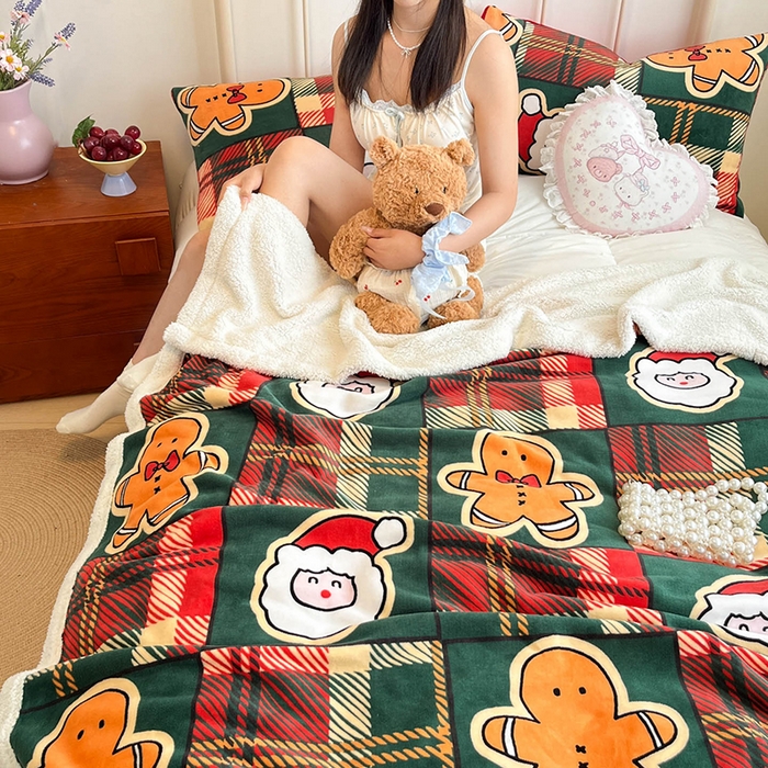 91家纺网 家纺一手货源 找家纺 红嘴企鹅 2025新款A类ins风卡通可爱加厚牛奶绒羊羔绒毛毯毯子办公室沙发儿童空调盖毯午休毯 圣诞老人