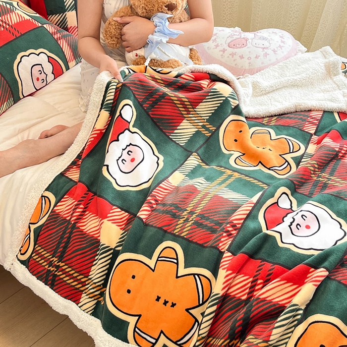 91家纺网 家纺一手货源 找家纺 红嘴企鹅 2025新款A类ins风卡通可爱加厚牛奶绒羊羔绒毛毯毯子办公室沙发儿童空调盖毯午休毯 圣诞老人