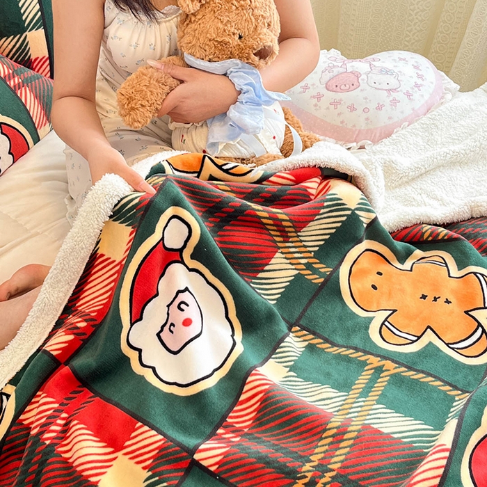 91家纺网 家纺一手货源 找家纺 红嘴企鹅 2025新款A类ins风卡通可爱加厚牛奶绒羊羔绒毛毯毯子办公室沙发儿童空调盖毯午休毯 圣诞老人