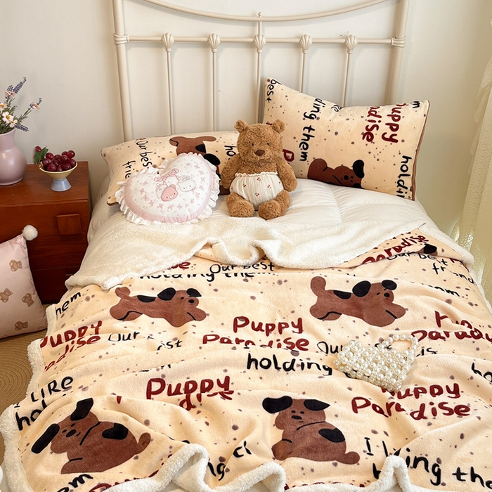 91家纺网 家纺一手货源 找家纺 红嘴企鹅 2025新款A类ins风卡通可爱加厚牛奶绒羊羔绒毛毯毯子办公室沙发儿童空调盖毯午休毯 淘气狗