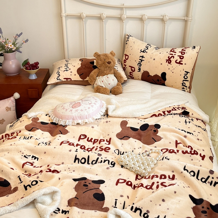 91家纺网 家纺一手货源 找家纺 红嘴企鹅 2025新款A类ins风卡通可爱加厚牛奶绒羊羔绒毛毯毯子办公室沙发儿童空调盖毯午休毯 淘气狗