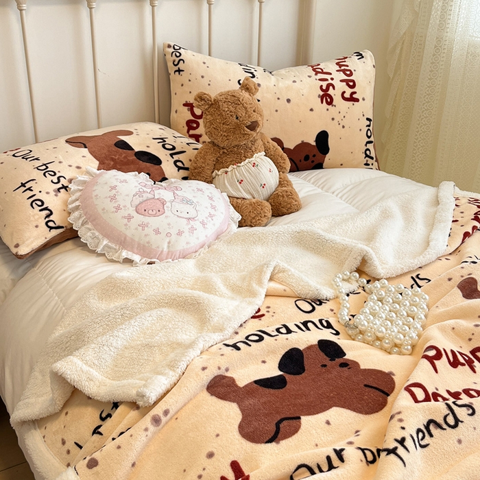 91家纺网 家纺一手货源 找家纺 红嘴企鹅 2025新款A类ins风卡通可爱加厚牛奶绒羊羔绒毛毯毯子办公室沙发儿童空调盖毯午休毯 淘气狗