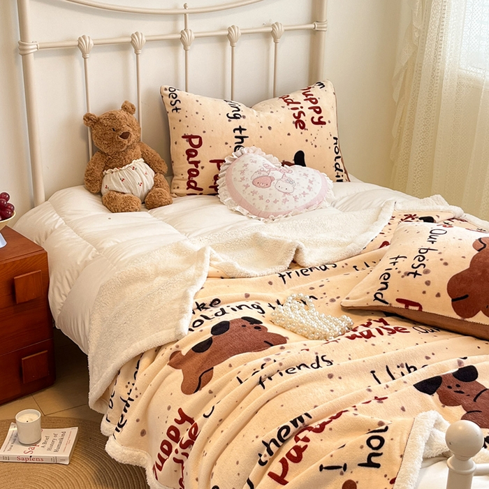 91家纺网 家纺一手货源 找家纺 红嘴企鹅 2025新款A类ins风卡通可爱加厚牛奶绒羊羔绒毛毯毯子办公室沙发儿童空调盖毯午休毯 淘气狗