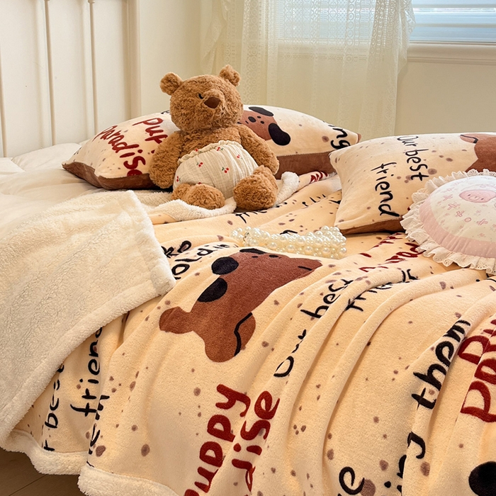 91家纺网 家纺一手货源 找家纺 红嘴企鹅 2025新款A类ins风卡通可爱加厚牛奶绒羊羔绒毛毯毯子办公室沙发儿童空调盖毯午休毯 淘气狗