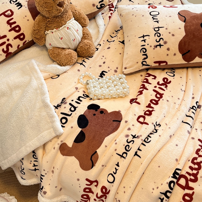 91家纺网 家纺一手货源 找家纺 红嘴企鹅 2025新款A类ins风卡通可爱加厚牛奶绒羊羔绒毛毯毯子办公室沙发儿童空调盖毯午休毯 淘气狗