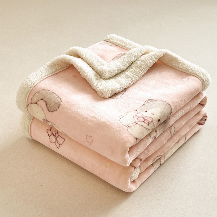 91家纺网 家纺一手货源 找家纺 红嘴企鹅 2025新款A类ins风卡通可爱加厚牛奶绒羊羔绒毛毯毯子办公室沙发儿童空调盖毯午休毯 羞羞猫