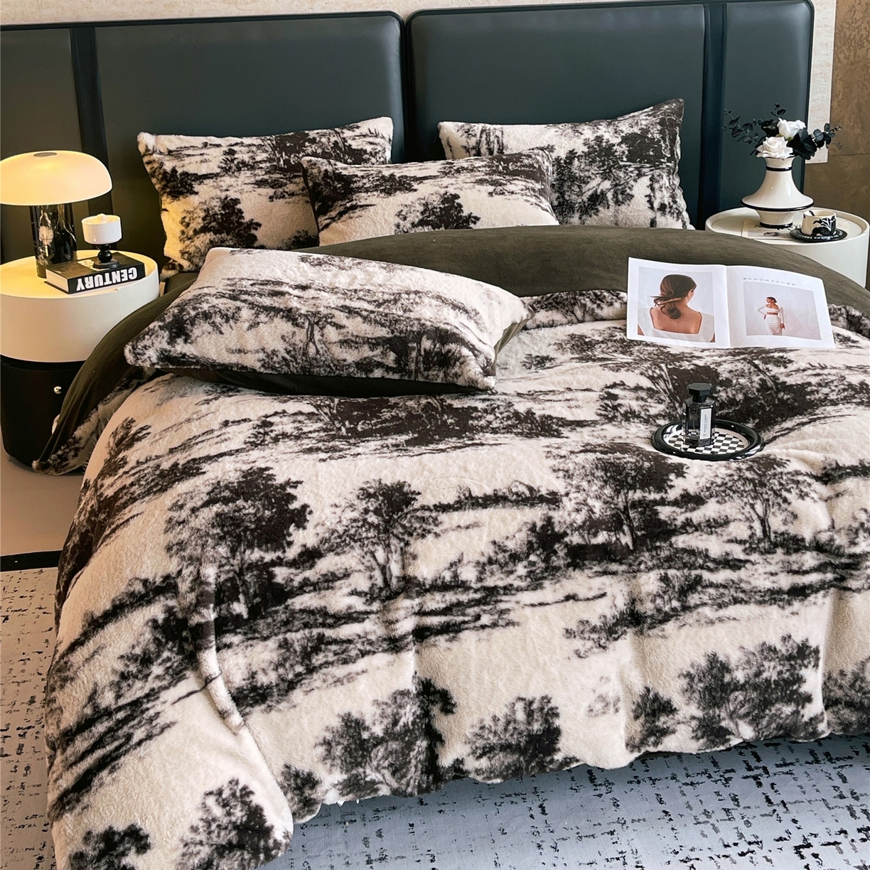 91家纺网 家纺一手货源 找家纺 （总）佰亿莱 2025新款印花兔毛绒双面锁温暖绒四件套