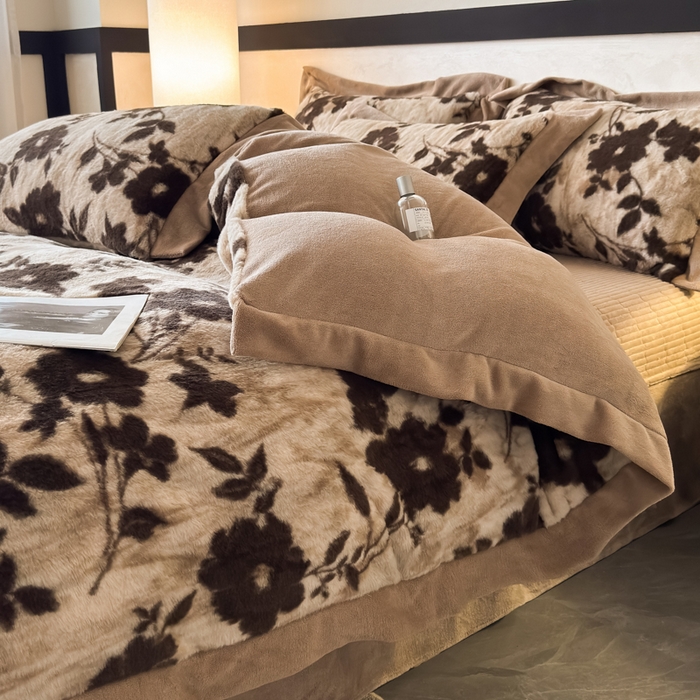 九花鹿 2024新款A类宽边工艺款丹麦兔毛绒牛奶绒四件套 宽边丹麦兔绒-佛洛拉