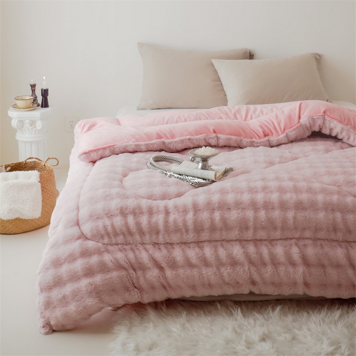 91家纺网 家纺一手货源 找家纺 （总）申龙家纺 2025新款ab版兔绒牛奶绒冬被