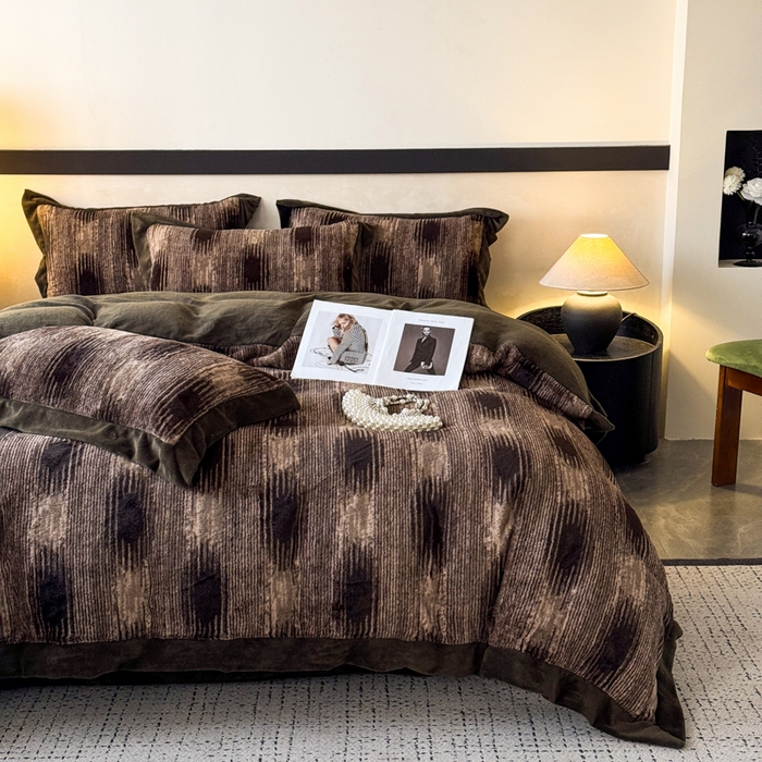 91家纺网 家纺一手货源 找家纺 九花鹿 2024新款A类宽边工艺款丹麦兔毛绒牛奶绒四件套 宽边丹麦兔绒-奥黛丽